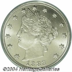 1883 5C No Cents MS67 PCGS. Untoned and struck