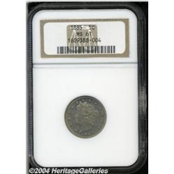 1885 5C MS61 NGC. Well struck with muted