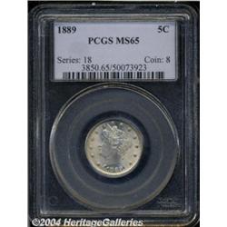1889 5C MS65 PCGS. Bright, satiny luster