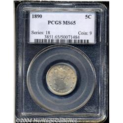 1890 5C MS65 PCGS. Lightly toned with a