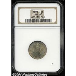 1893 5C MS65 NGC. Boldly detailed in virtually
