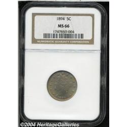 1894 5C MS66 NGC. Splendid orange,