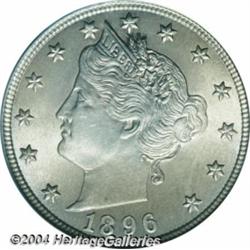 1896 5C MS66 PCGS. Fully lustrous and bright