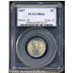 1897 5C MS66 PCGS. Well struck and