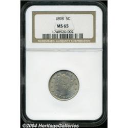 1898 5C MS65 NGC. Milky tan and pearl-gray