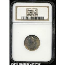 1898 5C MS65 NGC. A bright, satiny example