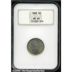 1899 5C MS65 NGC. The steel-gray surfaces show