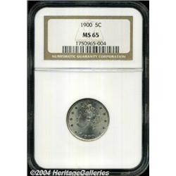 1900 5C MS65 NGC. Softly struck on the obverse