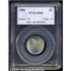 1900 5C MS66 PCGS. A pristine