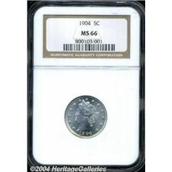 1904 5C MS66 NGC. Well struck and highly