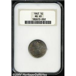 1907 5C MS65 NGC. A thin film of peripheral