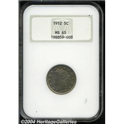 1912 5C MS65 NGC. Iridescent gold, lilac, and