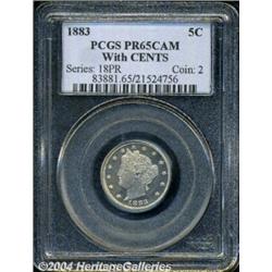 1883 5C With Cents PR65 Cameo PCGS. Lovely