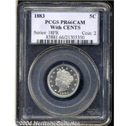 1883 5C With Cents PR66 Cameo PCGS. This