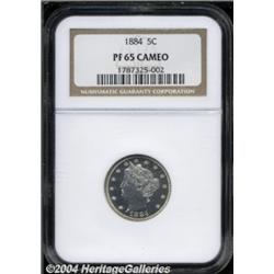 1884 5C PR65 Cameo NGC. Virtually untoned with