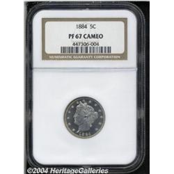 1884 5C PR67 Cameo NGC. Bright and original,