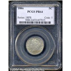 1886 5C PR64 PCGS. Fully struck with lovely