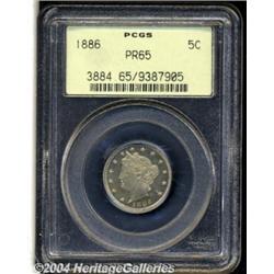 1886 5C PR65 PCGS. A blend of light green,