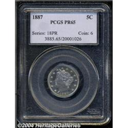 1887 5C PR65 PCGS. Dazzling ice-blue surfaces