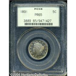 1891 5C PR65 PCGS. Well struck with beautiful