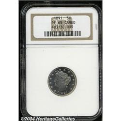 1891 5C PR65 Cameo NGC. A nicely struck and