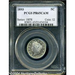 1893 5C PR65 Cameo PCGS. A razor-sharp Gem