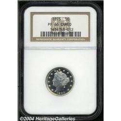 1893 5C PR66 Cameo NGC. This shimmering,