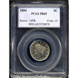 1894 5C PR65 PCGS. Light golden toning