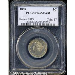 1898 5C PR65 Cameo PCGS. A boldly contrasted