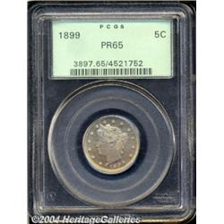 1899 5C PR65 PCGS. Light gray-golden patina