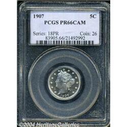 1907 5C PR66 Cameo PCGS. Fully struck, save