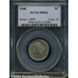 1908 5C PR66 PCGS. A thin layer of bright