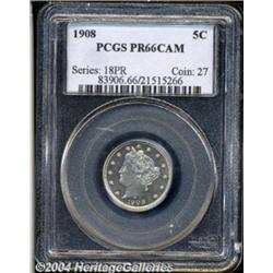 1908 5C PR66 Cameo PCGS. Well struck, if