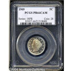 1909 5C PR66 Cameo PCGS. Superb cameo contrast