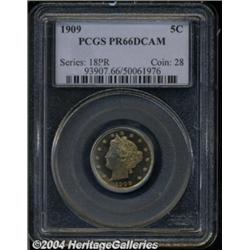1909 5C PR66 Deep Cameo PCGS. Beautiful gold