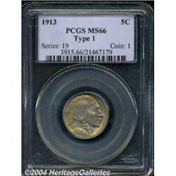 1913 5C Type One MS66 PCGS. Bright and flashy,
