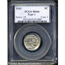1913 5C Type One MS66 PCGS. Slightly soft near