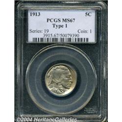 1913 5C Type One MS67 PCGS. Fully struck with