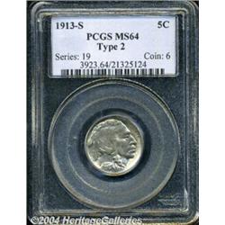1913-S 5C Type Two MS64 PCGS. Well struck with