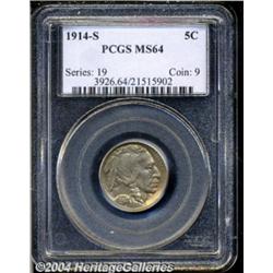 1914-S 5C MS64 PCGS. Attractive light golden