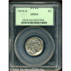 1915-S 5C MS64 PCGS. A nicely struck and