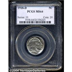 1918-D 5C MS64 PCGS. A lustrous and nearly