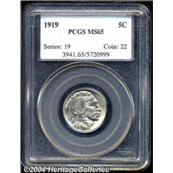 1919 5C MS65 PCGS. Highly lustrous surfaces