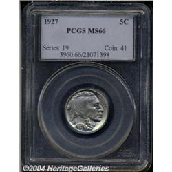 1927 5C MS66 PCGS. Vivid powder-blue, mauve,