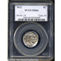 1927 5C MS66 PCGS. Honey-gold and lilac colors