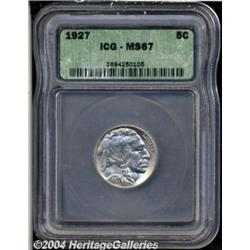 1927 5C MS67 ICG. This well-struck Gem