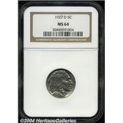 1927-D 5C MS64 NGC. This Buffalo nickel has so