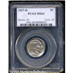 1927-D 5C MS64 PCGS. Lustrous and somewhat