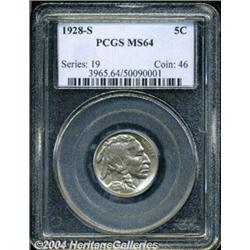 1928-S 5C MS64 PCGS. Well struck, for the