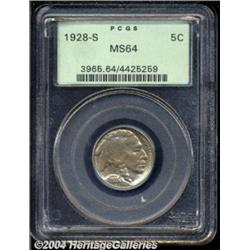 1928-S 5C MS64 PCGS. Highly lustrous and